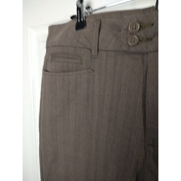 Riders By Lee Woman 14M Trouser Pants Brown Striped Pocket Straight - Picture 6 of 11
